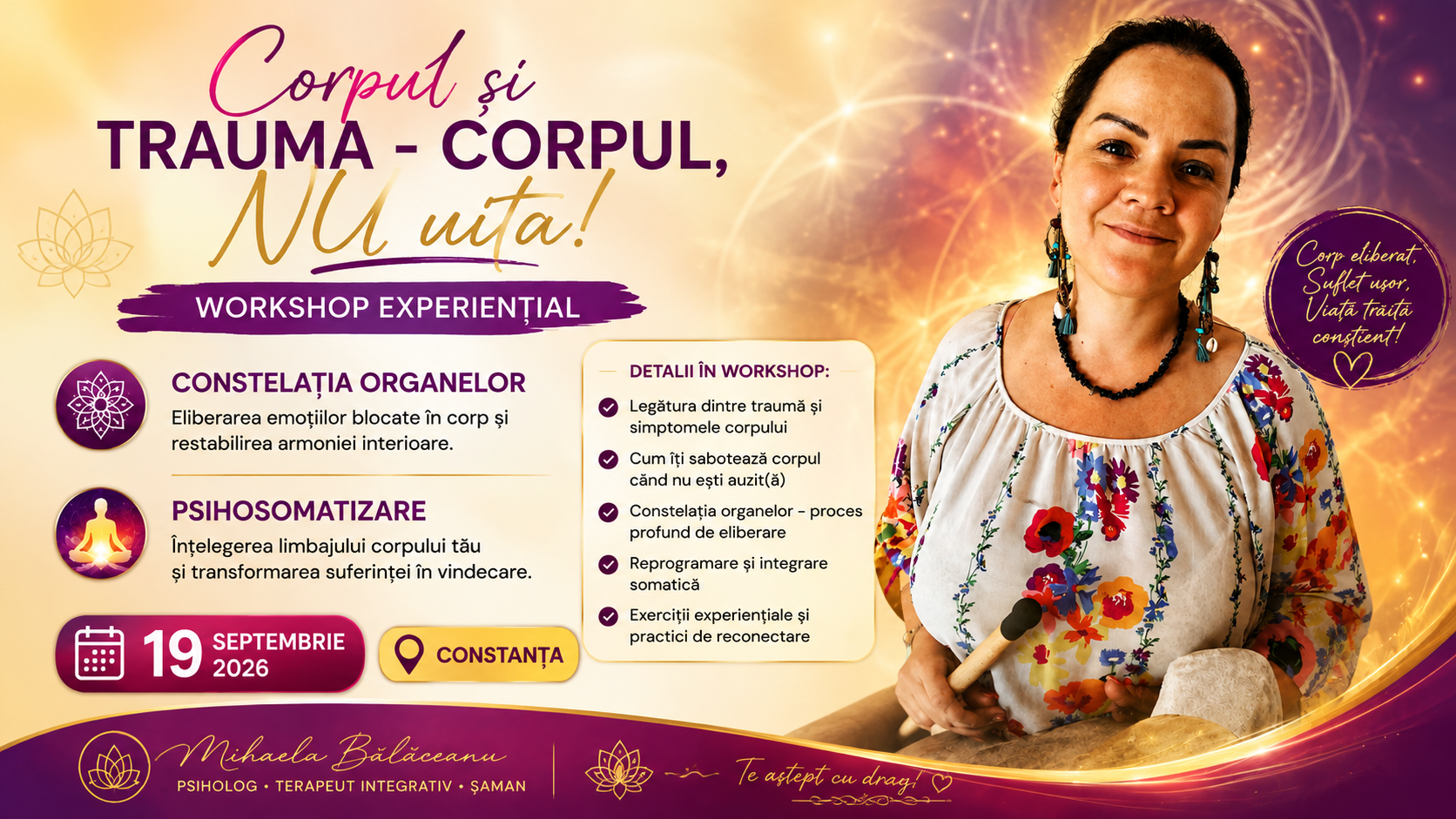 CORPUL ȘI TRAUMA – CORPUL, NU UITA! - Workshop experential